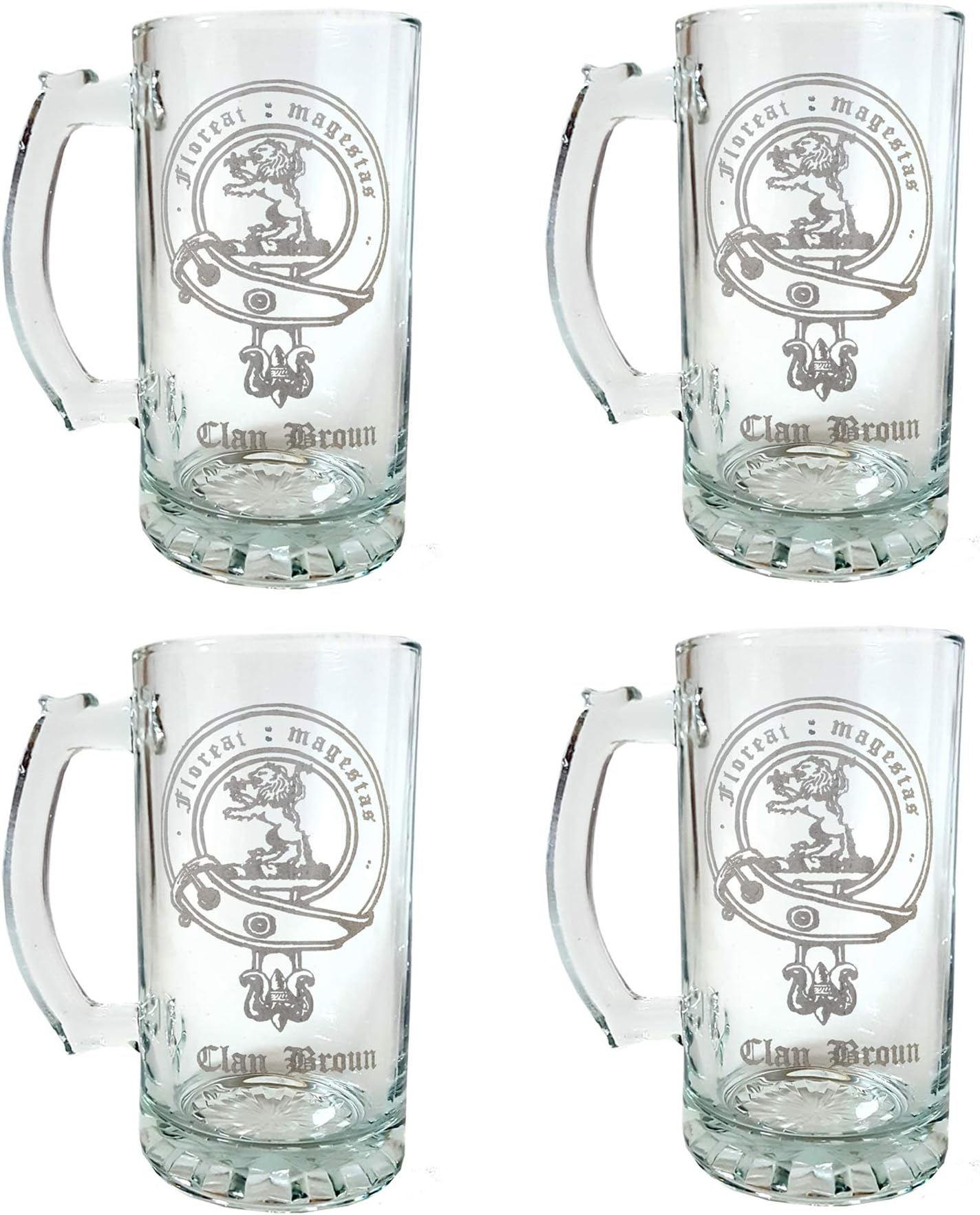 Clan Broun Scottish Crest 27oz Stein Set of Four