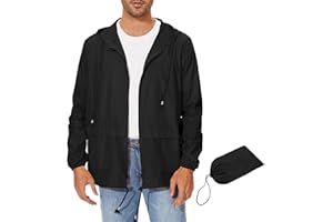 Zando Packable Mens Rain Jacket Lightweight Raincoat Waterproof with Hood Outdoor Windbreaker Jacket Travel Rain Jackets