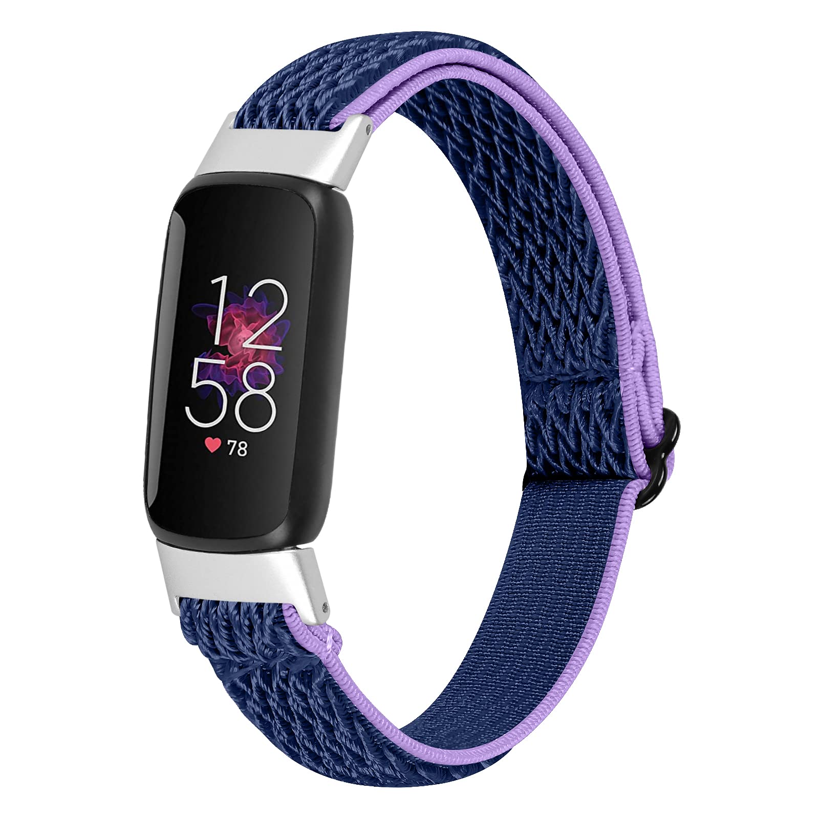 Ginamart Nylon Strap Compatible with Fitbit Luxe Strap, Soft Adjustable Woven Sport Elastic Replacement Strap Wristband for Women Men (Purple Blue)