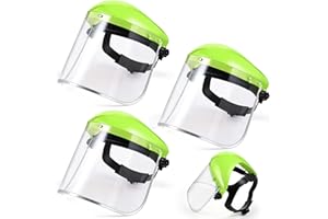 Copkim 3 Pack Safety Face Mask Shield for Grinding Clear Full Face Impact Resistant Safety PET Full Impact Resistant Mask Shield for Work Construction Cutting (Clear PET,Green)