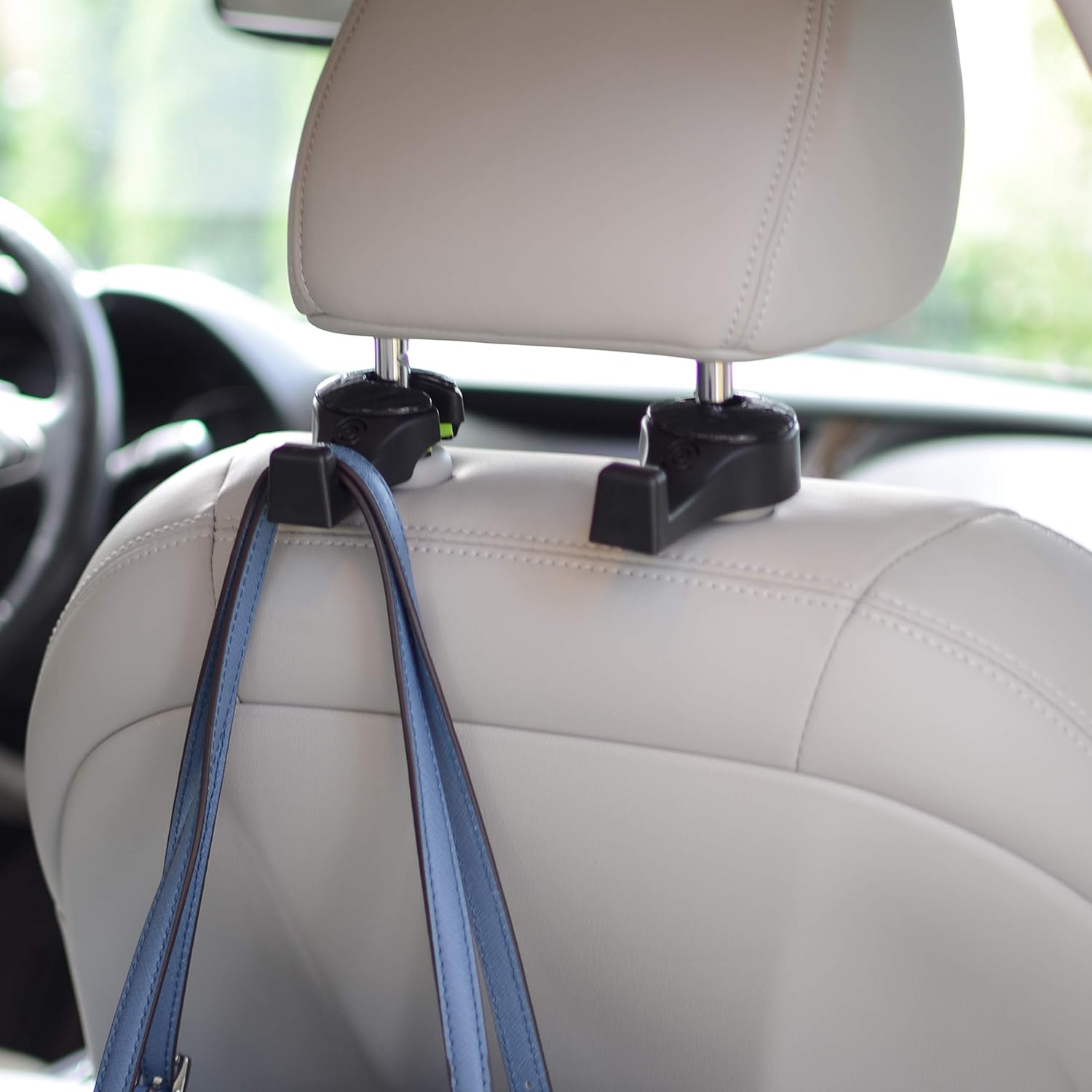 Premium Car Seat Hangers Holders for Purse Bag with Locker Black Car