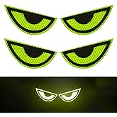 Sufeasdf 2 Pack Car Stickers Reflective Decal, Sharp Eyes Stickers, Motorcycle Helmet Eyes Stickers Decals, Yellow Night Safety Driving Caution Decal, for Bumpers, Window, Laptop, Reflective 4