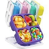 Canfanni 5 Pcs Bento Snack Containers, Reusable 4 Compartment Divided Food Storage Containers, Divided Lunchable Container fo