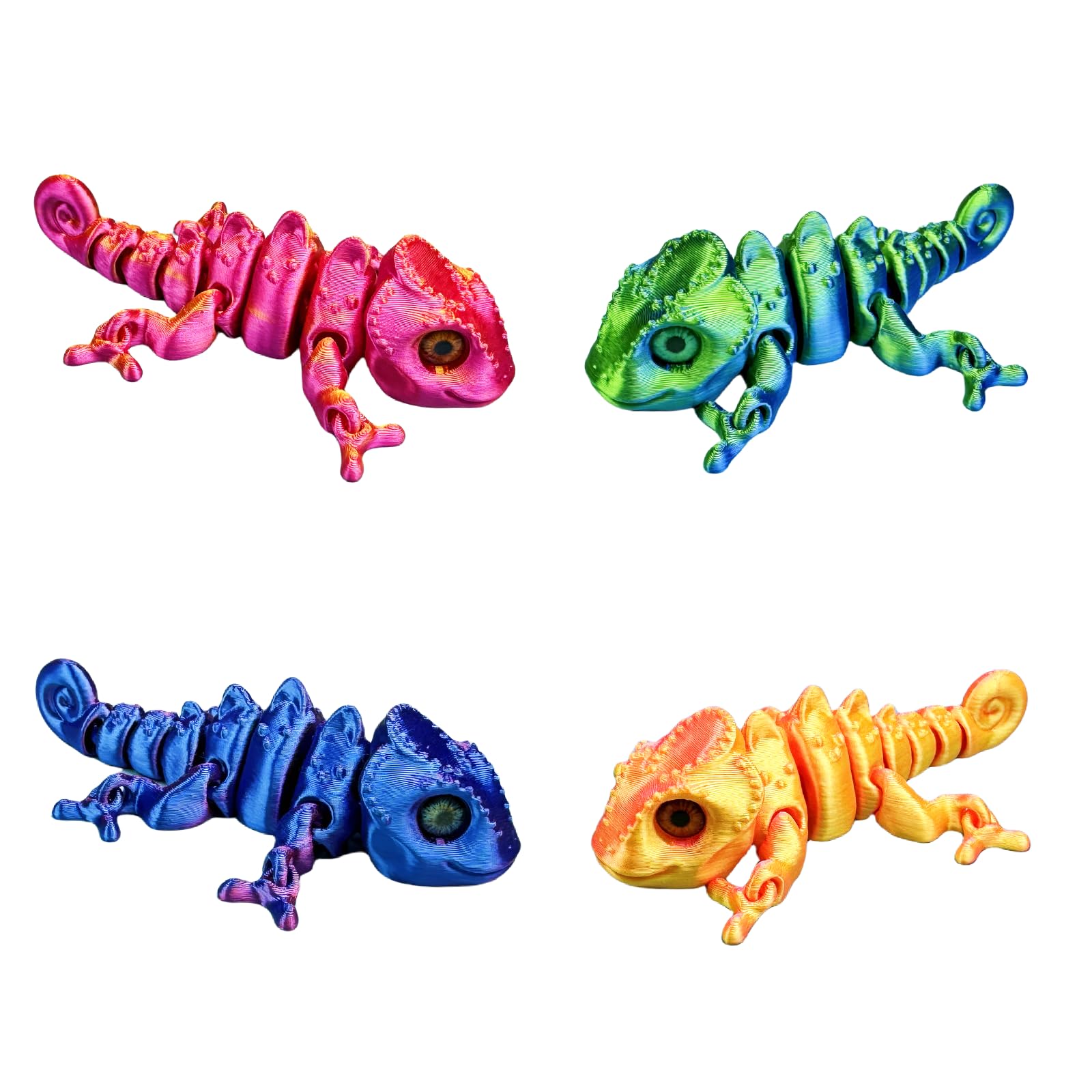 Photo 1 of MAVLENT 3D Printed Chameleon Animals Toys - 4PCS Flexible Fidget Toys for Adults, Home Office Decor, Stocking Stuffers Bulk, Birthday Party Halloween