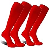 FOOTPLUS Baseball Softball Socks, Unisex Over Knee High Solid Sports Rugby Soccer Homecoming Socks