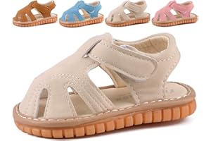 CINDEAR Boys Girls Summer Squeaky Sandals Closed-Toe Anti-Slip Premium Rubber Sole Toddler First Walkers Shoes