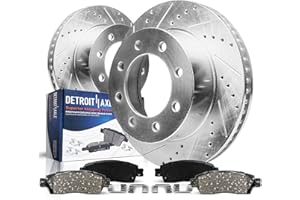 Detroit Axle - Front Brake Kit for Ford 2013-2022 F-250 F-350 Super Duty 4WD, 2013-2016 F-450 Super Duty, 14.29" inch Drilled and Slotted Disc Brake Rotors Ceramic Brakes Pads Replacement