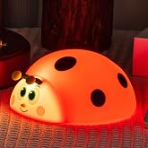AVEKI Cute Ladybug Nightlight for Baby, Soft Silicone Night Light ﻿ | Red Beetle Night Light for Nursery Room Bedroom, 3 Levels Dimmable Touch Bedside Lamp Table Lamp, Gifts for Girls and Boys