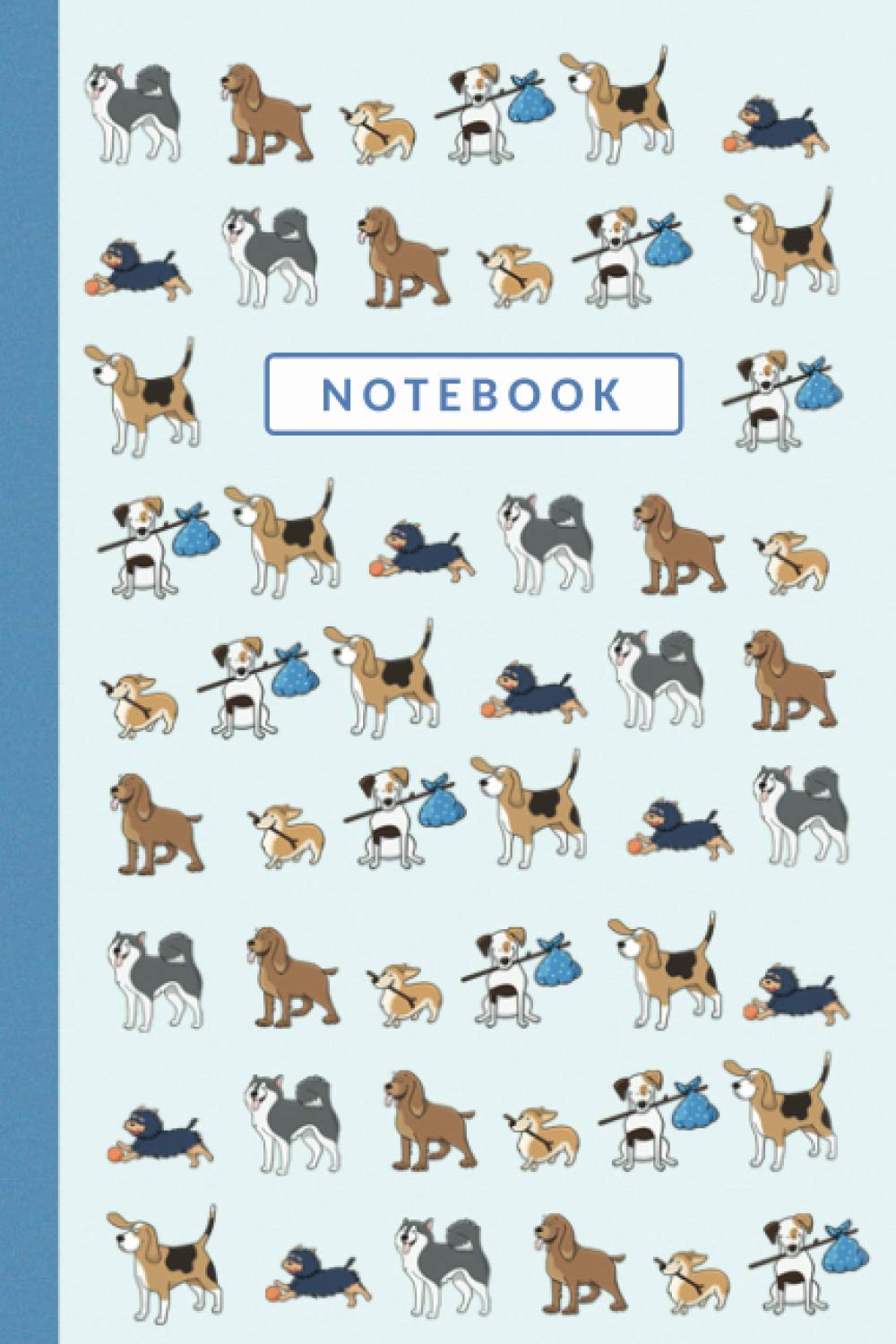 Composition Blue Notebook For Dog Lovers With Cute Dog Design: Adorable And Cute Dog Pattern Design College ruled Notebook Gift / 110 pages 6x9 inches / Blue Matte Cover / For Students