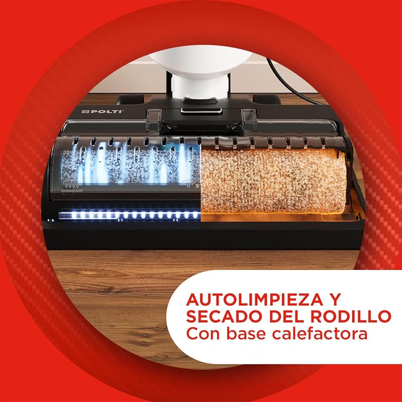 Rollysteam WD50C Esfregão de chão sem fios com função de vapor e sucção, 450 W, limpeza completa numa única passagem, autolimpante, branco