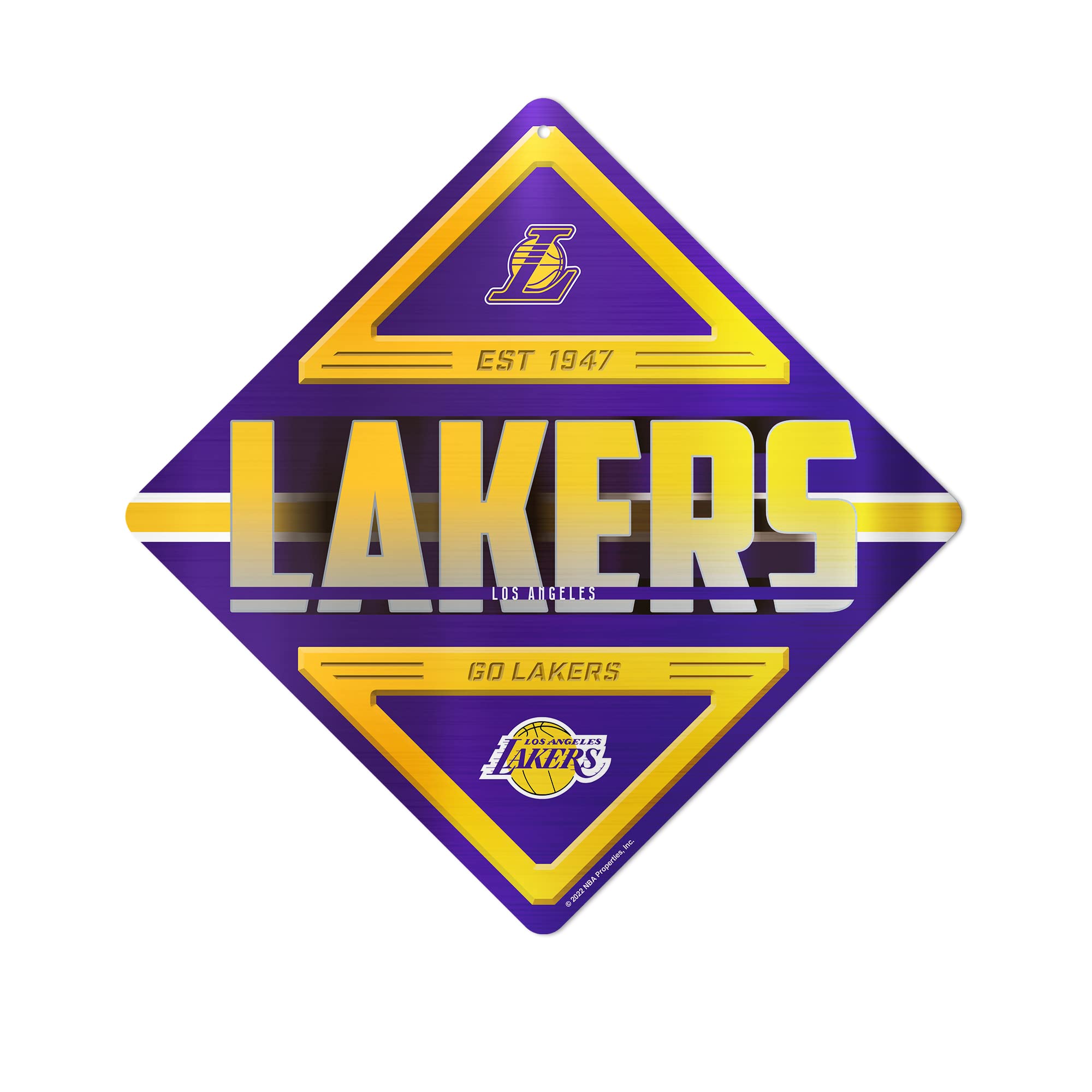 Photo 1 of (minor damage) Rico Industries NBA Basketball Los Angeles Lakers Metal Sign 16.5" x 16.5" Home Décor - Bedroom - Office - Man Cave