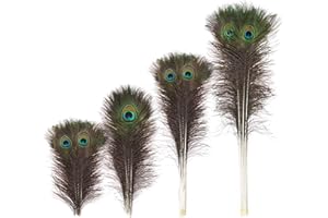 NEWONG 40pcs Peacock Feathers Long 10-12inch Bulk Natural Feathers for Vase Craft Weddings Home Parties Christmas Decorations
