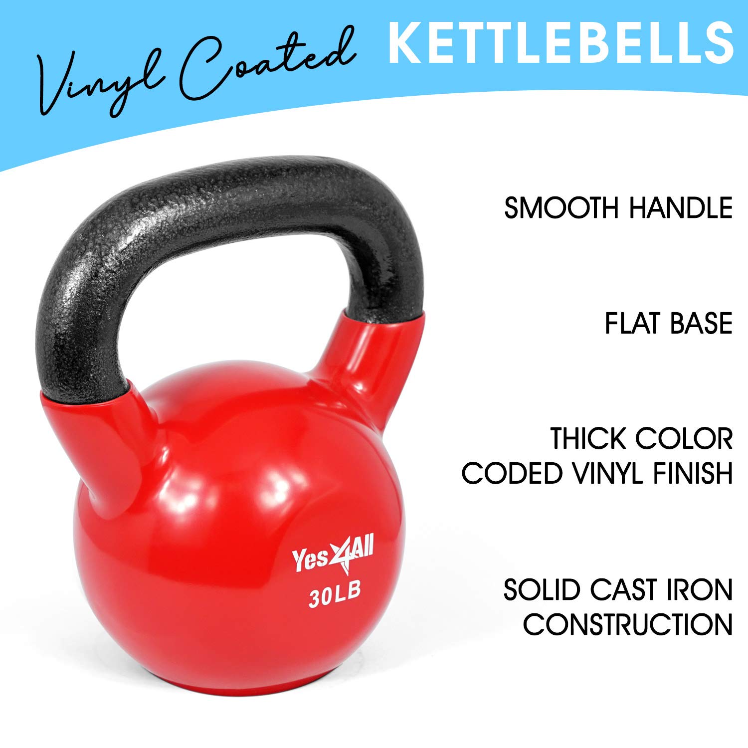 Yes4All Kettlebell Set Vinyl Coated Weights Combo for Full Body Workout Equipment Push up, Grip Strength Training, Dumbbell Weights Exercises