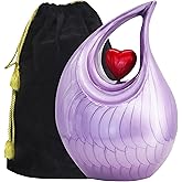 M MEILINXU Cremation Urns for Human Ashes Adult Female & Male, Funeral Urn for Ashes for Women & Man, Tear Drop Decorative, Burial Urn, Red Heart and Purple Teardrop - Large Full Size