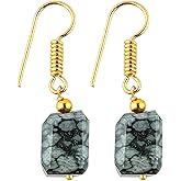 Irregular Gemstone Dangle Earrings for Women - Natural Crystal Drop Earrings - 14k Gold Plated Hook Earrings Boho Jewelry