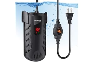 AoquvZenra 50W Small Submersible Aquarium Heater, Adjustable Constant Temperature Control System Betta Turtle Fish Tank of 78℉ with 4 Suction Cups, for 6-15 Gallons Freshwater and Saltwater Tanks