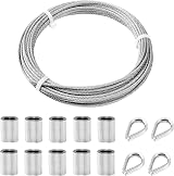 TooTaci 3mm Stainless Steel Wire Rope 10M Kit with 10 Crimping Sleeves & 4