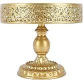 Aqur2020 Cake Stands, Vintage Golden Cake Stand Round Dessert Displays Plate for Party Wedding (M)