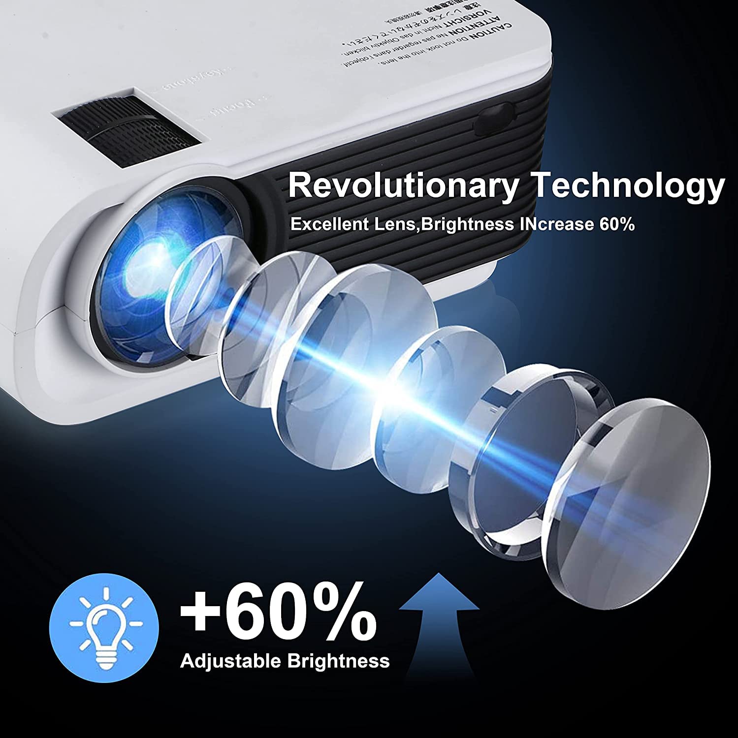 JIFAR HD Projector with WiFi and Bluetooth, 5G WiFi Native 1080P 12000L Outdoor Projector Support 4K 450