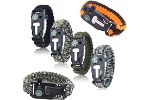 Xiaozuoyue Survival Bracelets 6-Pack Hiking Gear,Survival Gear,Tactical Survival Gear Set - Waterproof Paracord Outdoor Emerg