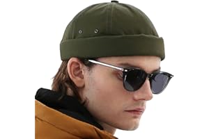 UNDERCONTROL Vintage Brimless Sailor Fisherman Leon Hat Miki Skull Docker Leather Strap Beanie Cap for Men & Women Korea