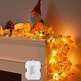 Luditek 8 Lighting Modes & Timer Fall Decorations for Home Maple Leaf Garland with Lights 40LED Battery Operated Waterproof String Lights, Thanksgiving Halloween Fall Decor Indoor Outdoor Autumn