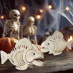 NEROSUN Halloween Fish Skeleton Decorations, 3 Pack