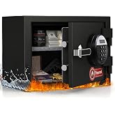 1.2 Cubic Feet Fireproof Safe Box, Fireproof Home Safe for Money, Jewelry, Documents and Valuables W/Digital Keypad, Alarm System, Removable Shelf, Home and Office Use Document Box