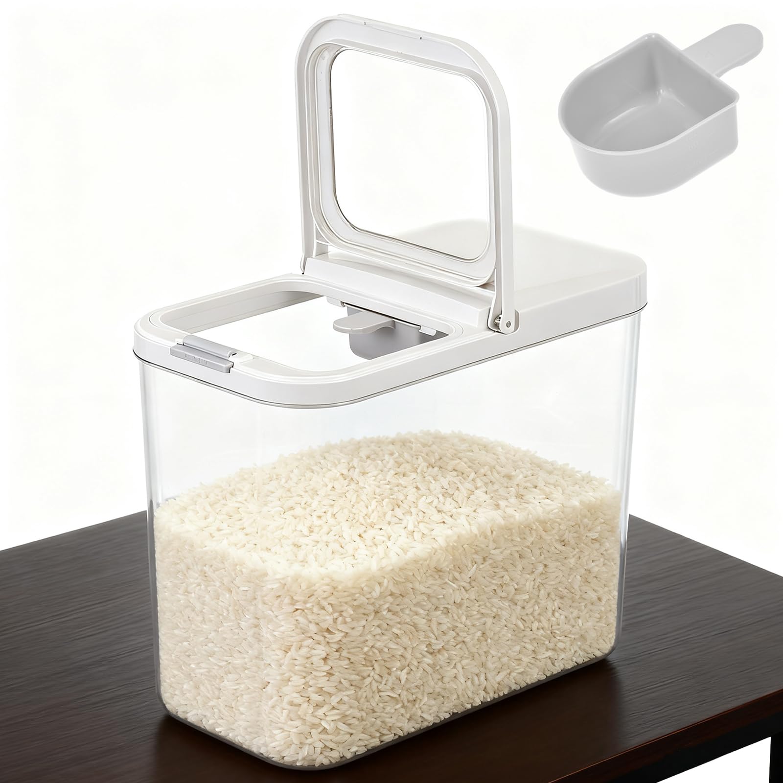 Photo 1 of ***LID MISSING***YEXEXINM 20-25 lbs Rice Dispenser with Measuring Spoon 11.4Qt/12L Tall and Narrow Food Storage Flour Bin Large Airtight Food Storage Rice Container for Kitchen Pantry Organization Slim Space-Saving***LID MISSING***