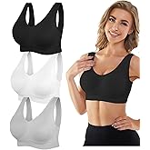 YADIFEN Womens Sports Bras, 3/4/6 Pack Wireless Comfortable Seamless Sleep Yoga Sports Bras for Women with Removable Pads