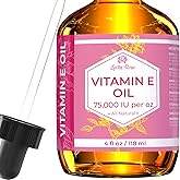 Vitamin E Oil by Leven Rose 75,000 IU per oz 100% Natural, Organic, Pure Vitamin E Oil for Skin, Face, Hair, Nails, and Scars, 4 oz