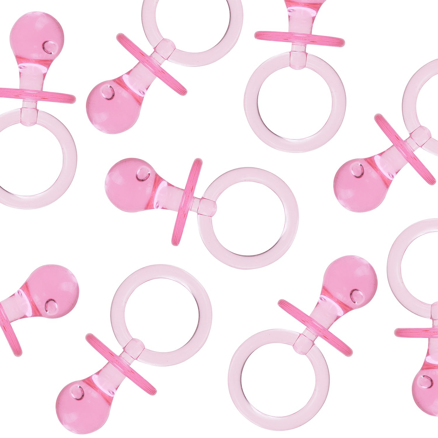 Photo 1 of Super Z Outlet Acrylic Glass Plastic Cute Small Baby Pacifiers for Baby Shower Decorations, Table Scatter, Party Favors, Games & Activities (36 Pieces)(Pink)
