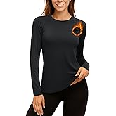 TACVASEN Women's Thermal Shirts Lightweight Fleece Lined Long Sleeve Winter Base Layer Undershirt for Workout