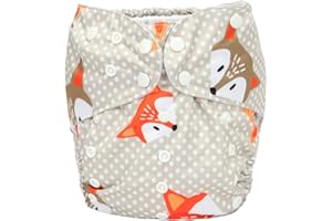 SIGZAGOR 2 to 7 Years Old Junior Big Cloth Diaper Pocket Reusable Washable Baby Toddler (Dot Fox)