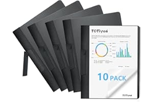 TOTiyea 10 Pack Clear Report Covers with Swing Clip, File Folder with Swing Clip, 30 Sheets Capacity, Slide Locking Report Covers, Letter Size (Black, 10 Pack)