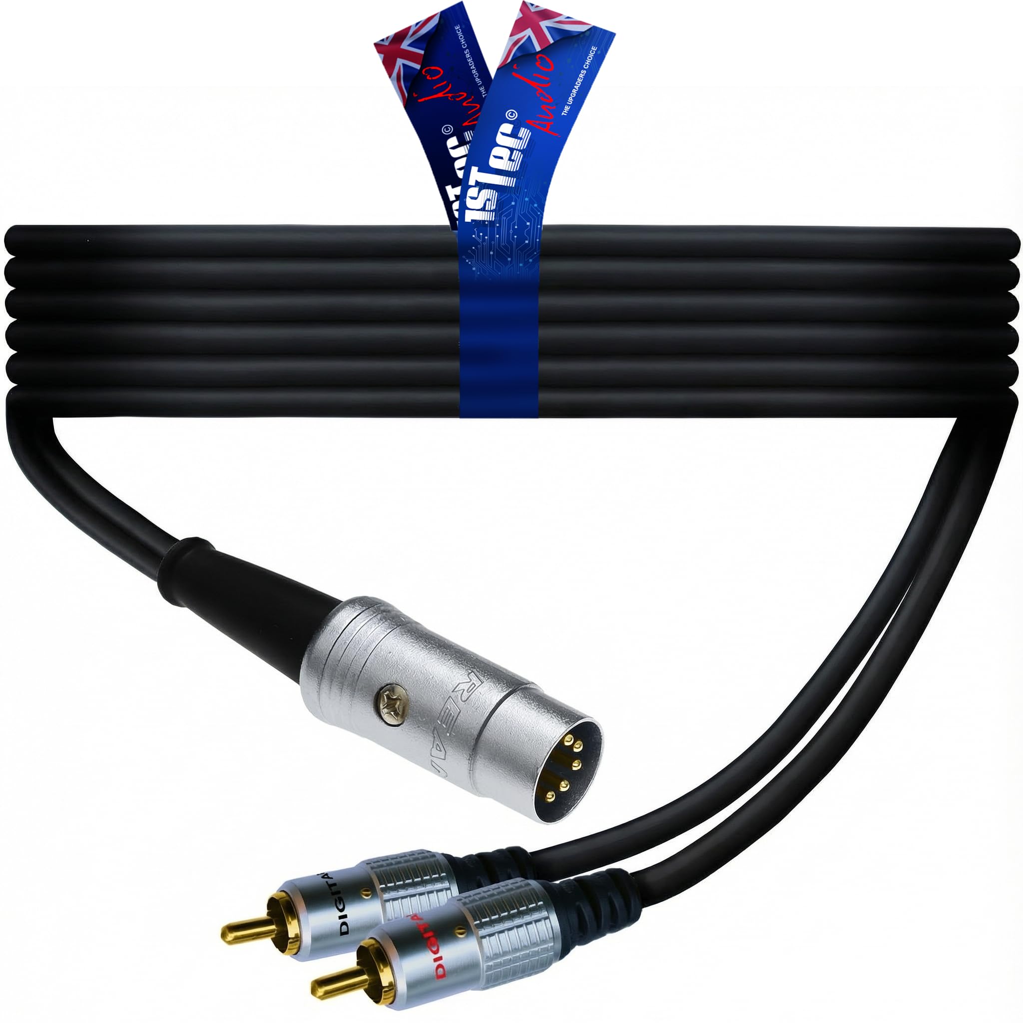 1STec 7m 5 Pin DIN Stereo Audio Cable with 2 RCA Phono Plugs. This Cable is suitable for connecting various audio sources to B&O Naim Quad or similar Amplifiers (RCA-DIN, 7 Metre)