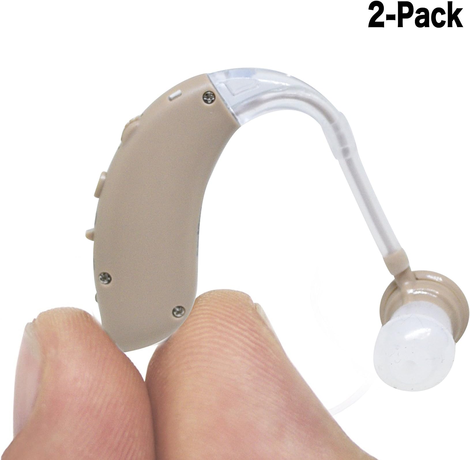Beige Color,2-Pack New Behind-The-Ear (BTE) Digital Hearing Ear Amplifier Kit by EASYUSLIFE, Rechargeable and Interchangeable, Adjustable Volume Control, Suitable for Men and Women
