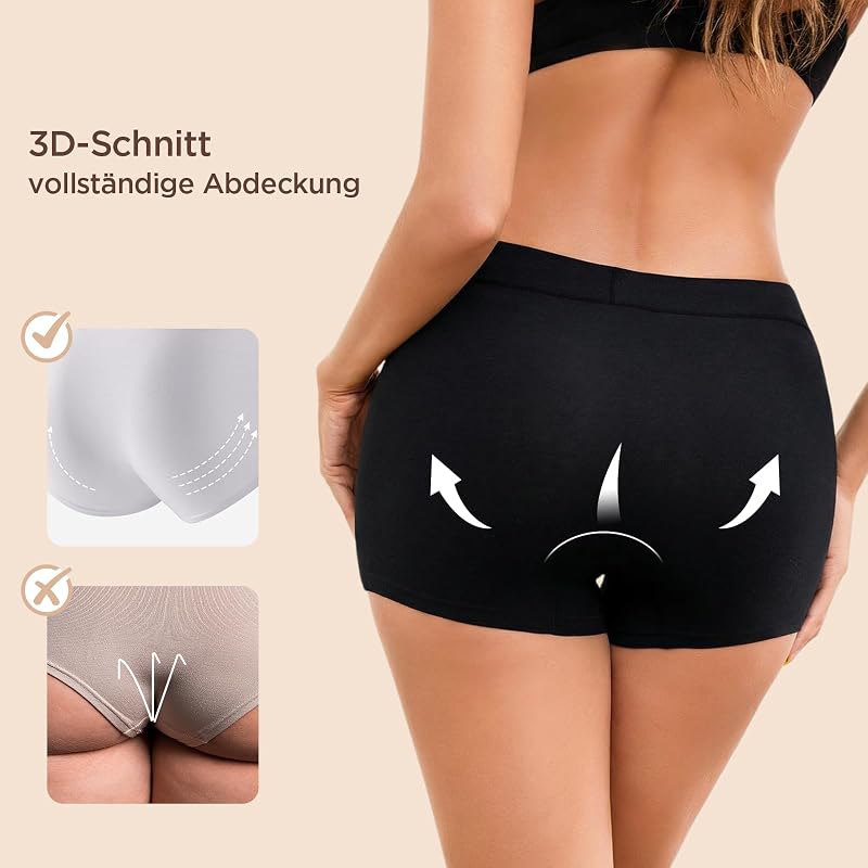 Caleçon Femme, Large Ceinture Extensible, Coupe 3D Enveloppante