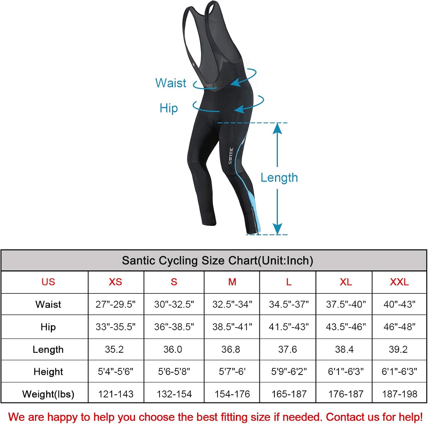 Santic Cycling Bibs Pants Mens Long Tights 3D Padded Bike Legging: Clothing