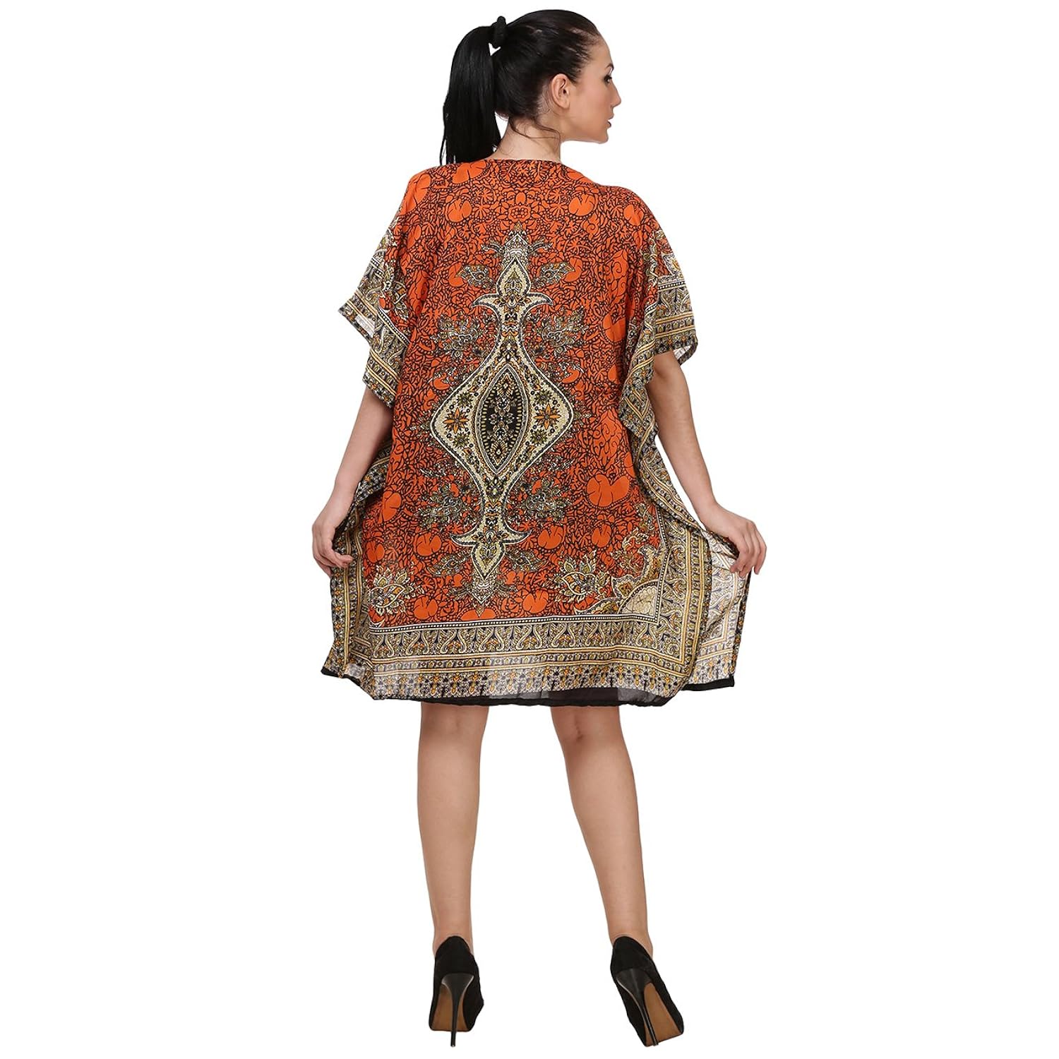 buynewtrend crepe printed short kaftan for women