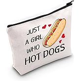 PWHAOO Hot Dog Design Gift Who Loves Hot Dogs Makeup Bag Hot Dog Lover Cosmetic Bag Hot Dog Merch (Who Loves Hot Dogs M)