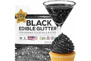 SWEETS & TREATS BOUTIQUE Bulk 20g Black Edible Glitter for Drinks | Premium Edible Glitter for Cakes, Cocktails, Black Cake Decorating Decorations Food Grade, Vegan, Kosher, Halal, Gluten Free - Made in USA