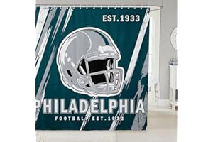 Erosebridal Sport Shower Curtain Sports City Seasonal Color Bathroom Shower Curtain Sets for Boys Girls Gridiron Gifts Bathroom Accessories 72" Wx78 L