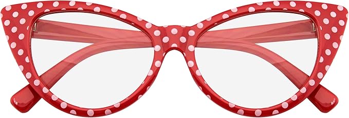 Amazon Emblem Eyewear スーパーキャットアイメガネヴィンテージファッション Mod クリアレンズ眼鏡 クリアレッドドット サングラス 通販