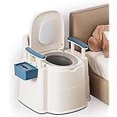 AKIMRABY Bedside Commode, Upgraded Safety Commode Toilet for Elderly and Disabled, Potty Chair for Adults with Detachable Armrest, 16.3" Seat Width, 500lbs Heavy Duty - Bedside Commodes for Seniors