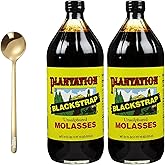 Plantation Blackstrap Molasses Unsulphured Organic, 31 Oz - Rich in Flavor, with Moofin Golden SS Spoon-2, Blackstrap Molasse
