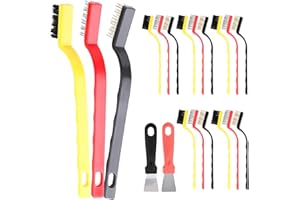 OMASUNB 20PCS Mini Stainless Steel Wire Brushes, Curved Handle Wire Brushes for Cleaning, for Rust Perfect for Home Cooks Cleaning Pots, Pans, Stovetops and Countertops