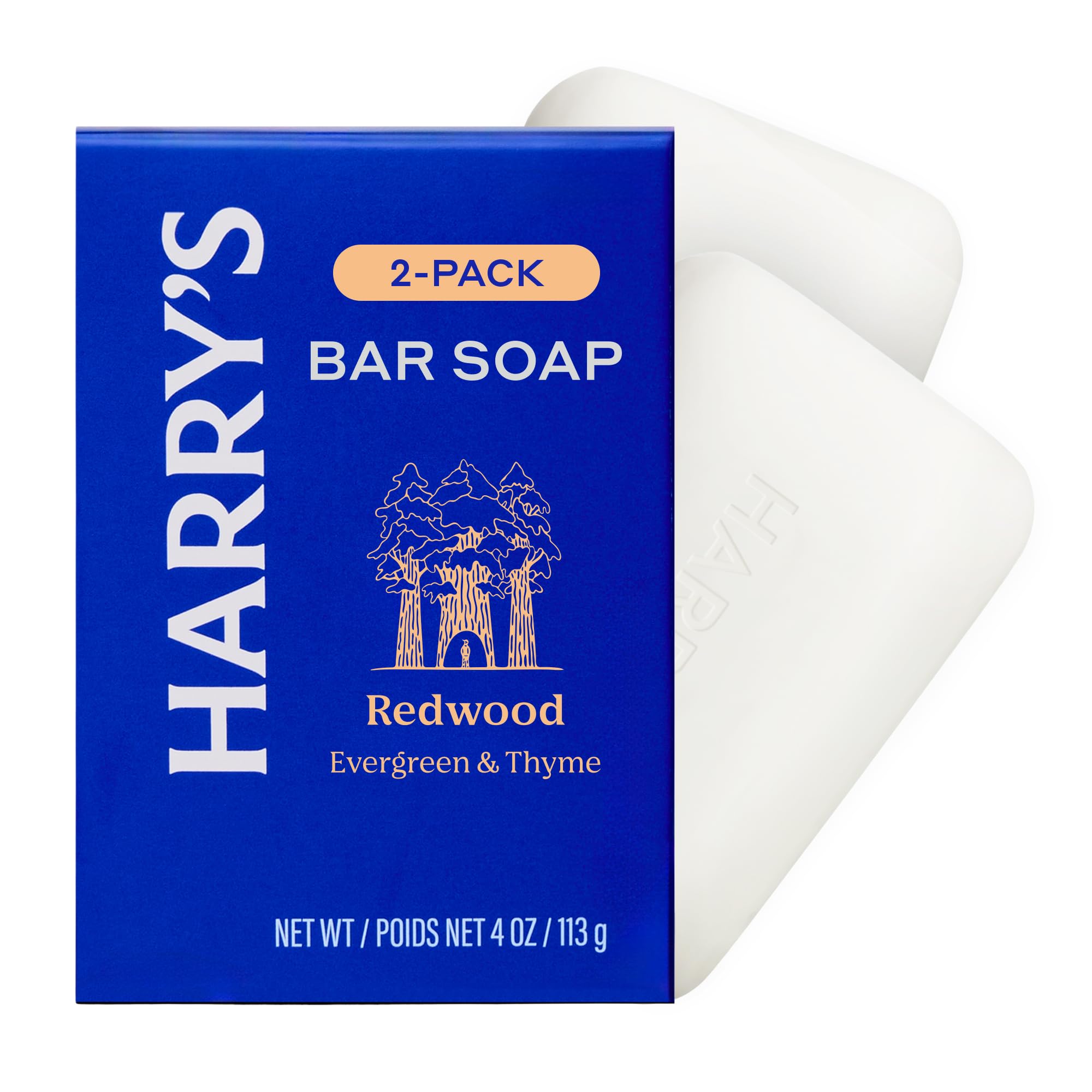 Photo 1 of Harry's Bar Soap for Men - Redwood Scent, 4 oz Body Soap Bars, 2 Pack