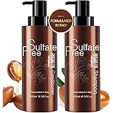Moisturizing Organic Sulfate Free Moroccan Argan Oil Shampoo and Conditioner Set - Smooth Shampoo and Conditioner Sets,Color Safe Treatment, Repairing For Dry, Damaged, Frizzy