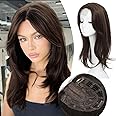 Ms Taj Hair Topper 18 Inch for Women with Thinning Hair - Long Layered 6.5"X6.5" Synthetic Hair Pieces - Fiber Wiglets for Ladies(Soft Brown)